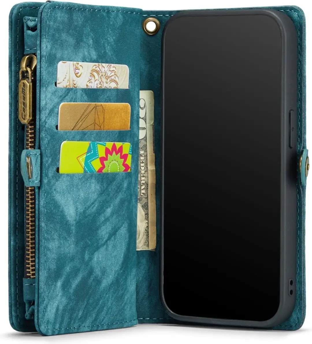 Caseme 008 iPhone Hoesje - Blauw - 8 Pasjes