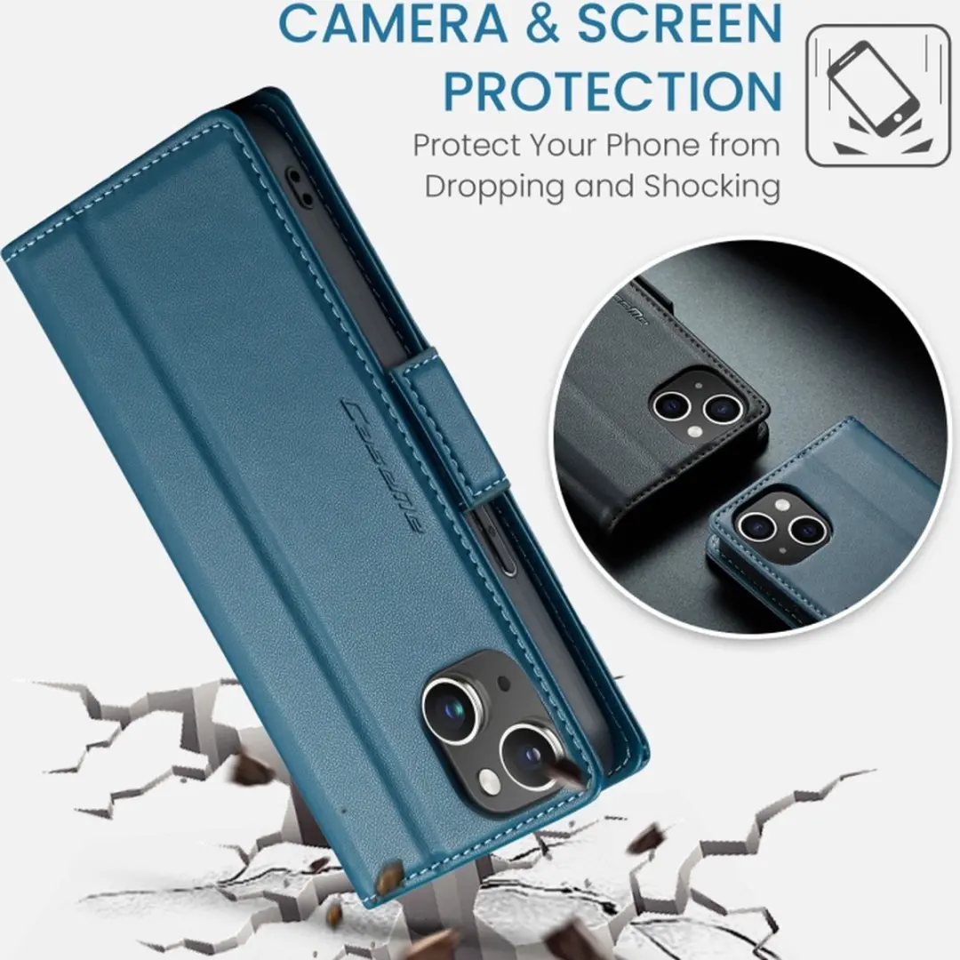 CaseMe Wallet Case iPhone 15 Pro Max - Blauw - RFID Bescherming
