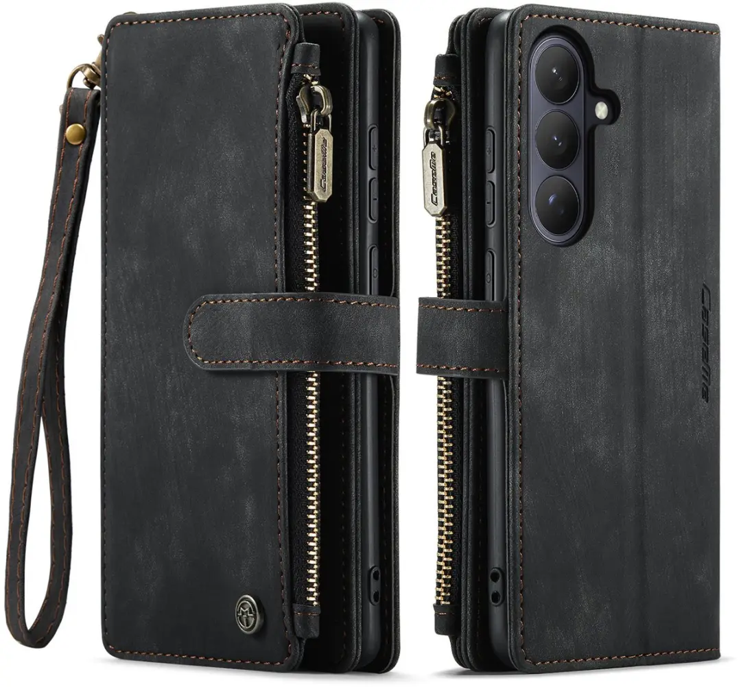 Caseme Samsung Galaxy S26 PU Leren Hoesje Portemonnee - 10 Pasjes - Zwart