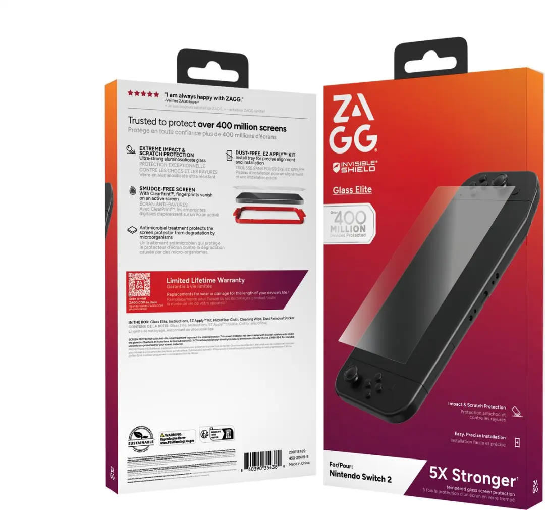 ZAGG InvisibleShield Glass Elite Nintendo Switch 2 - Transparant/Wit