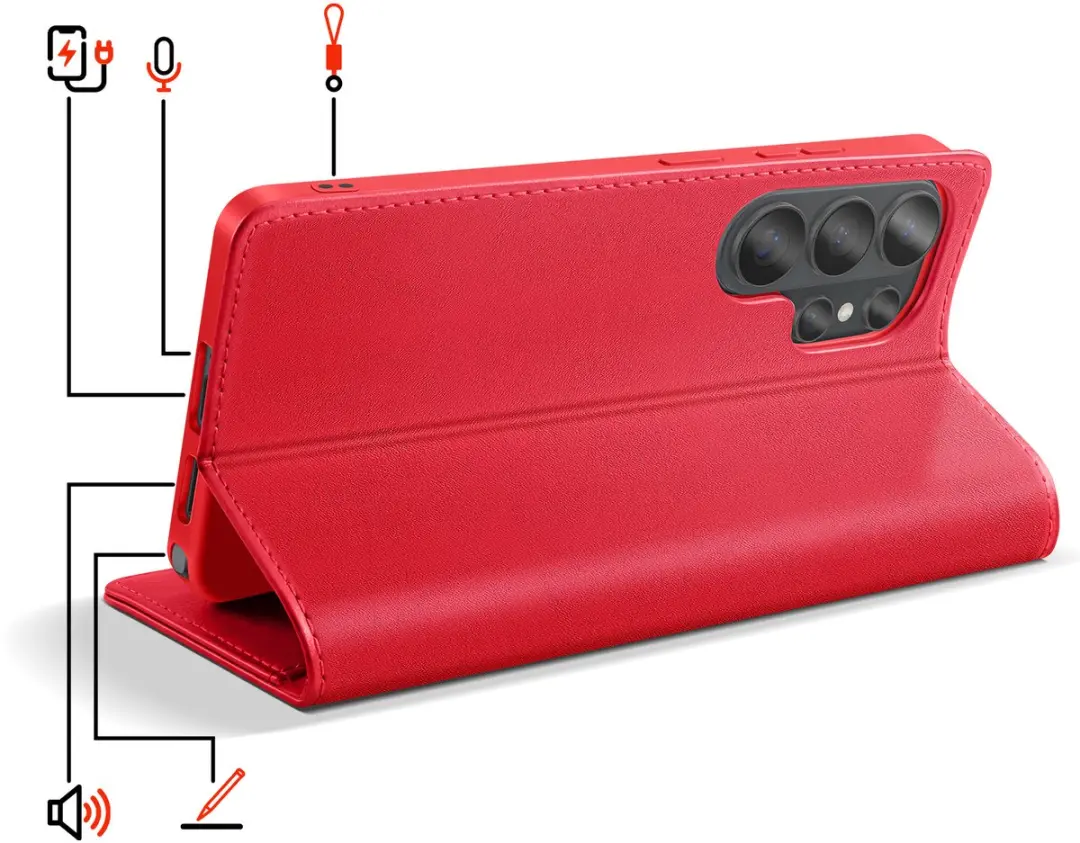 Dux Ducis Folio-IVO-RD-S26U Portemonneehoesje - Rood