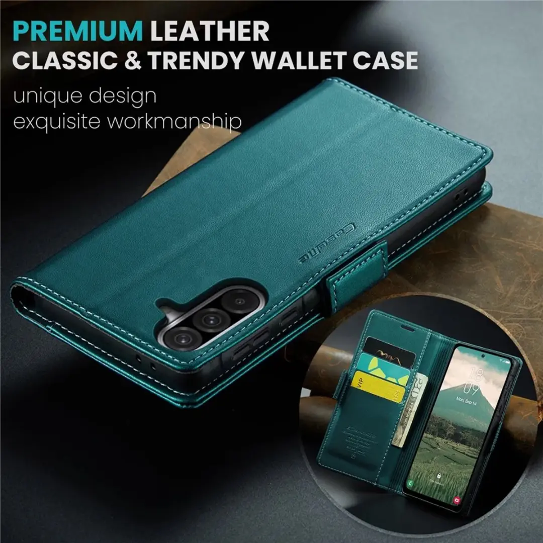 Caseme Litchi Texture Book Wallet Hoesje - Samsung Galaxy A36 - Groen