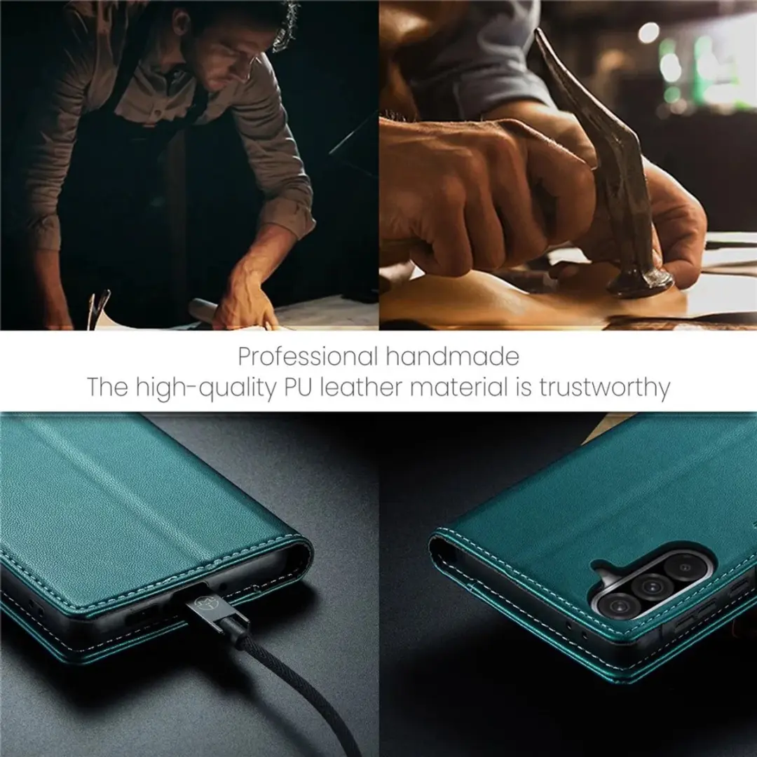 Caseme Litchi Texture Book Wallet Hoesje - Samsung Galaxy A36 - Groen