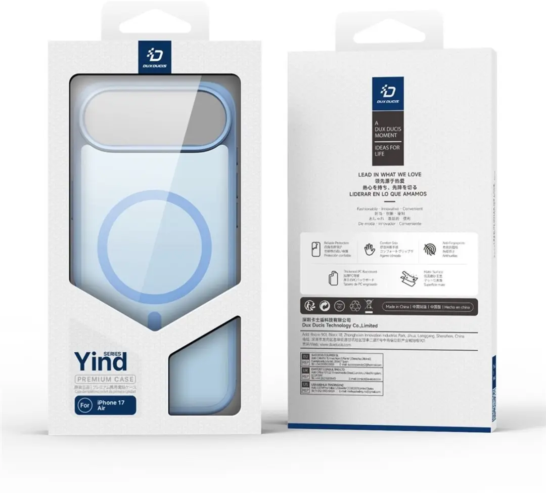 Dux Ducis Yind Series Hoesje iPhone Air - Mat Transparant - Blauw - MagSafe