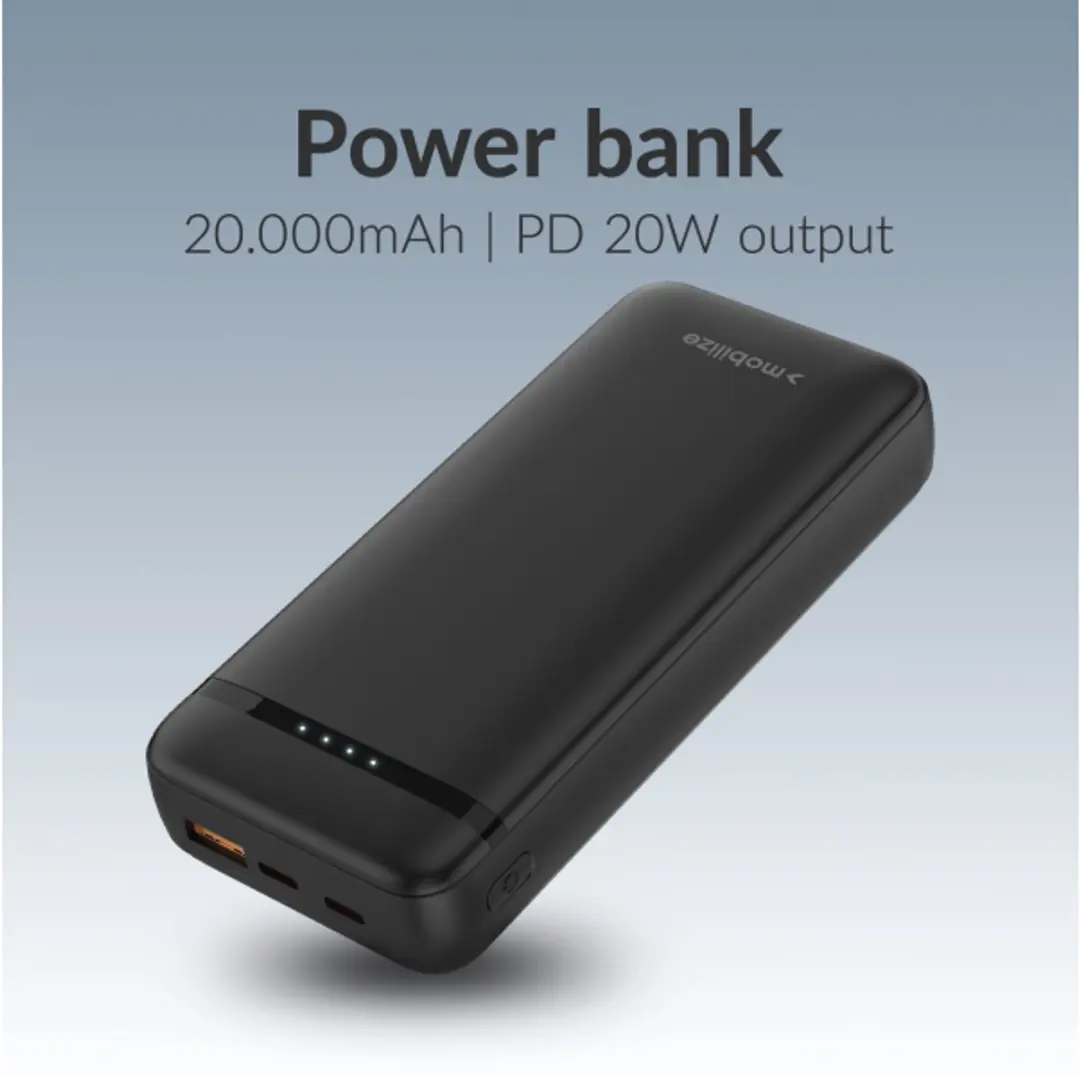 Mobilize Powerbank 20.000mAh MOB-PB-018 - 3x USB - 20W - Zwart