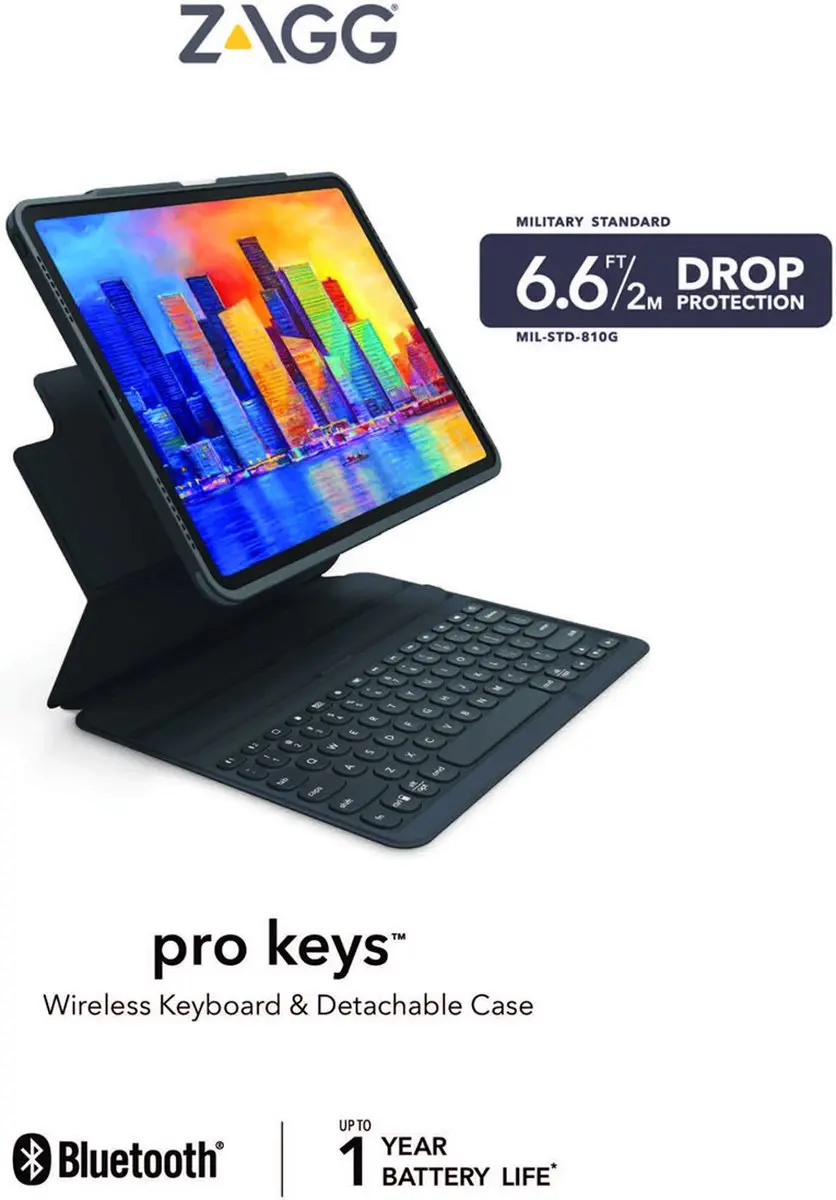 ZAGG Pro Keys QWERTY Bluetooth Hoes iPad Pro 11 2021 - Grijs & Zwart