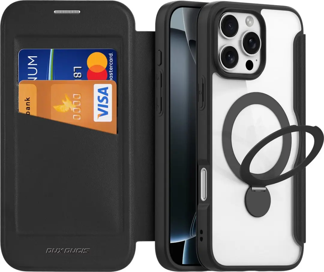 Dux Ducis Skin Pro Telefoonhoesje iPhone 16 Pro - 2 Pasjes - Zwart