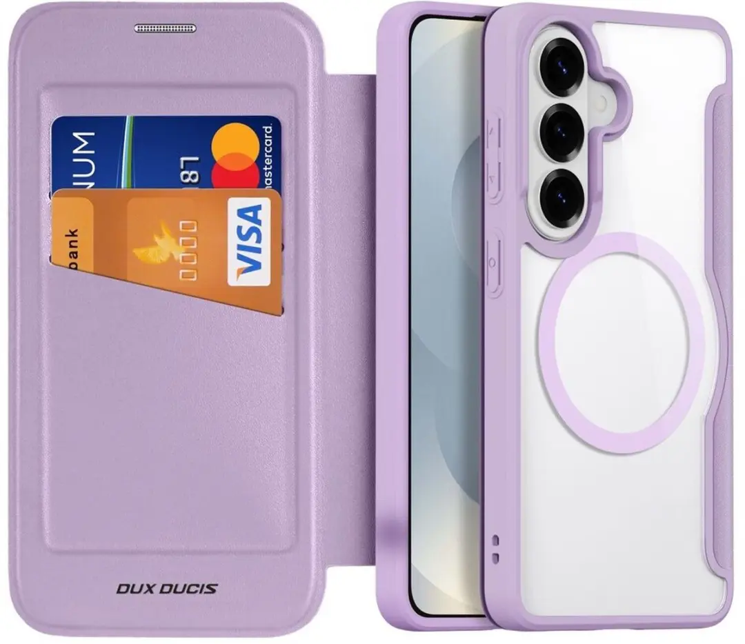 Dux Ducis Skin X Pro Hoesje Samsung Galaxy S26 Plus - MagSafe/RFID - Transparant Paars Roze