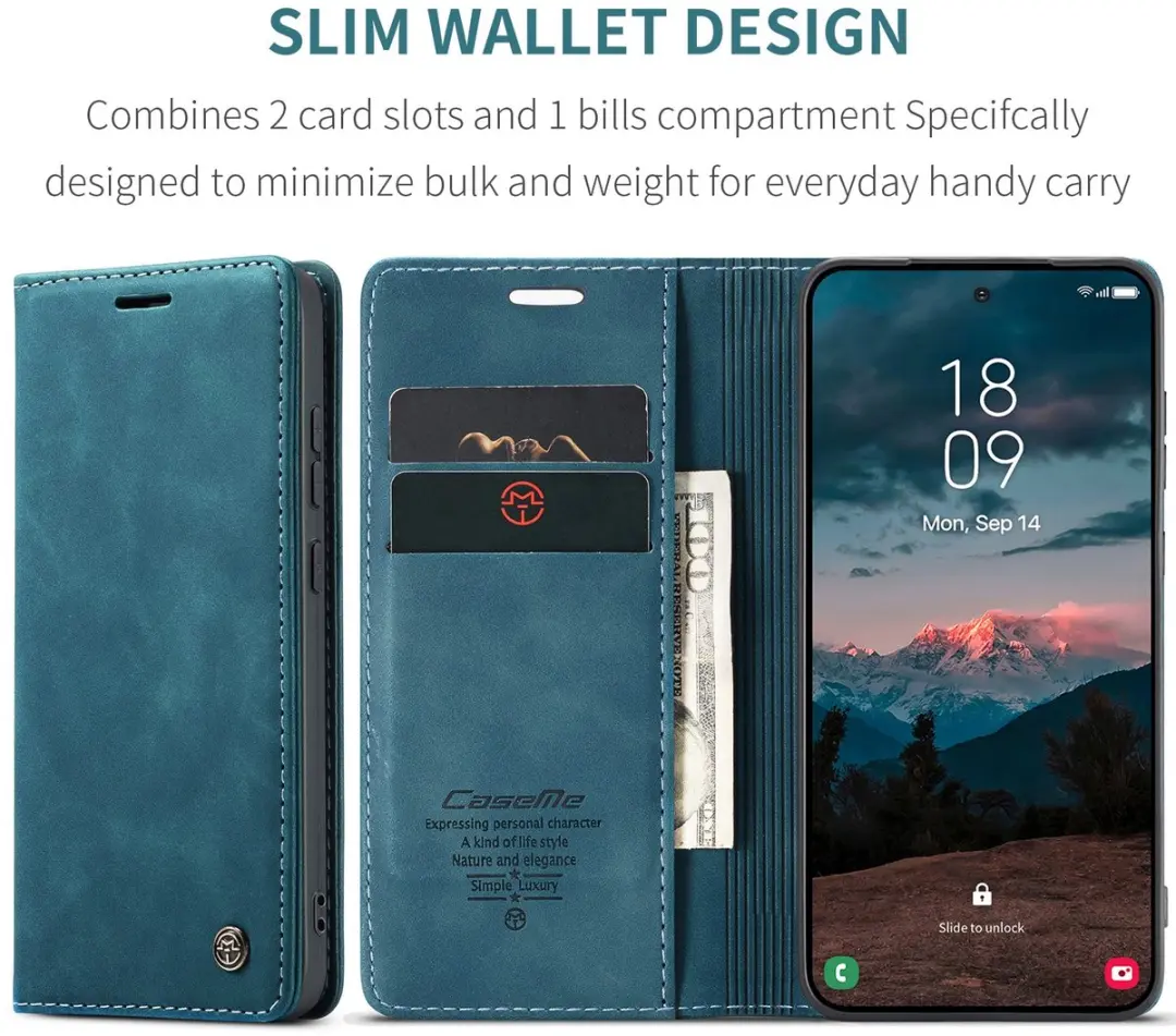 Caseme 013 Book Case Hoesje Samsung Galaxy S26 Plus - Blauw