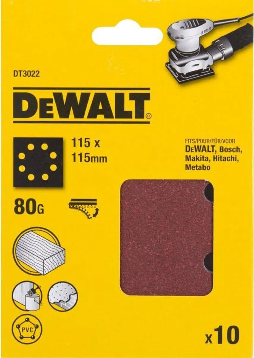 DeWalt Schuurvel Klithechting K 80 - 10 Stuks