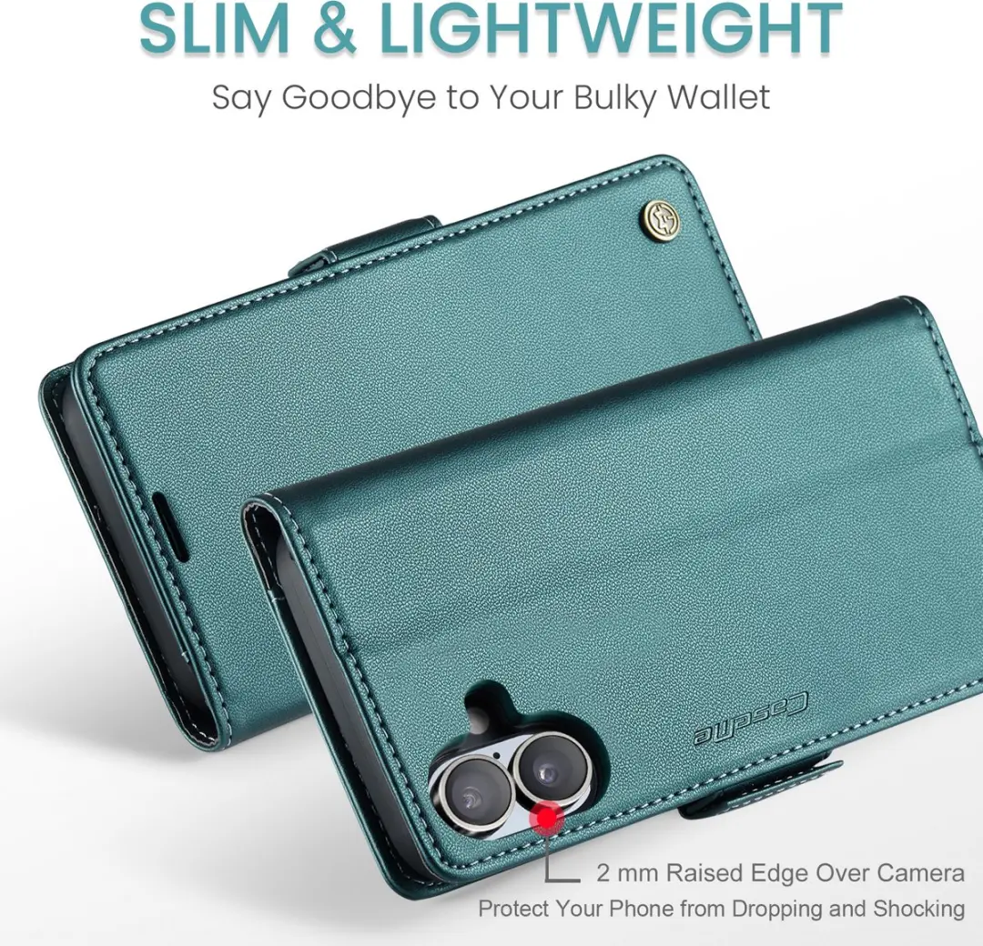 Caseme Wallet Case iPhone 16 - Groen - RFID Bescherming - afbeelding 6 van 6