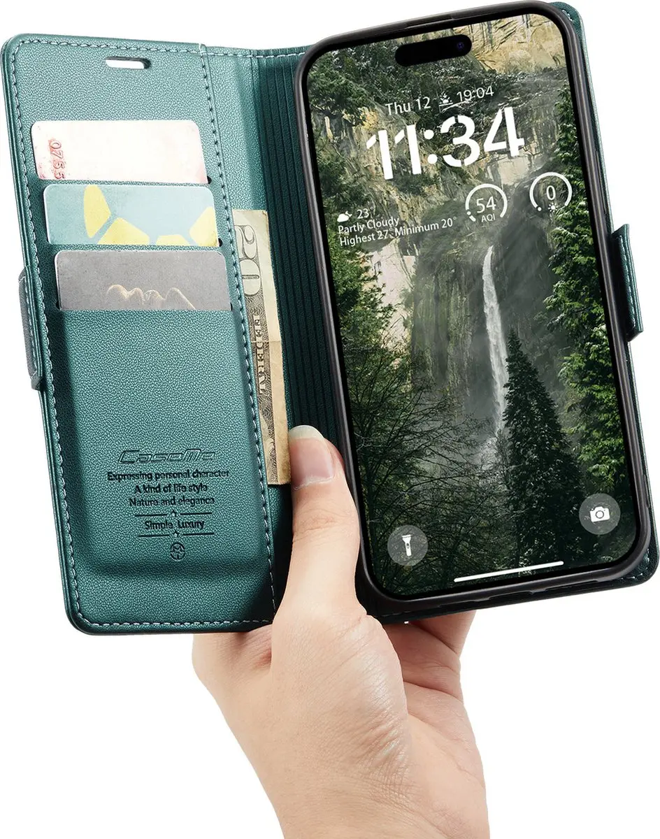 Caseme Wallet Case iPhone 16 - Groen - RFID Bescherming