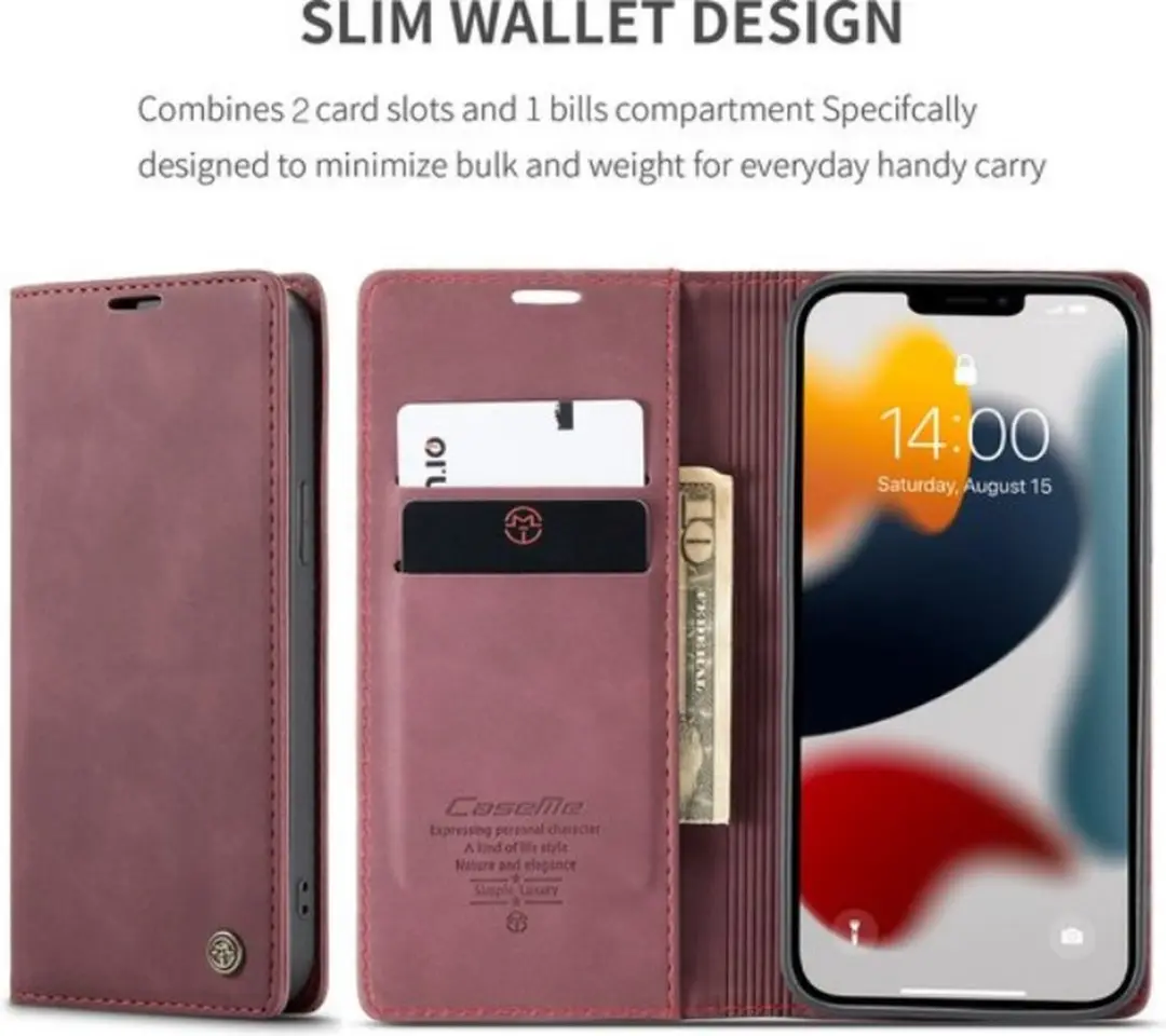 Caseme Bookcase Telefoonhoes iPhone 13 Pro Max - Paars