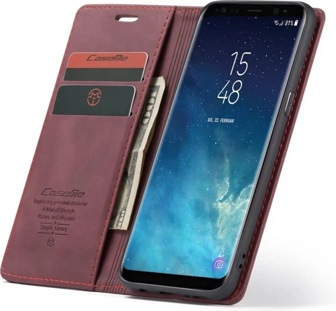 Caseme Book Case Samsung Galaxy S8 - Bordeaux - 2 Pasjes