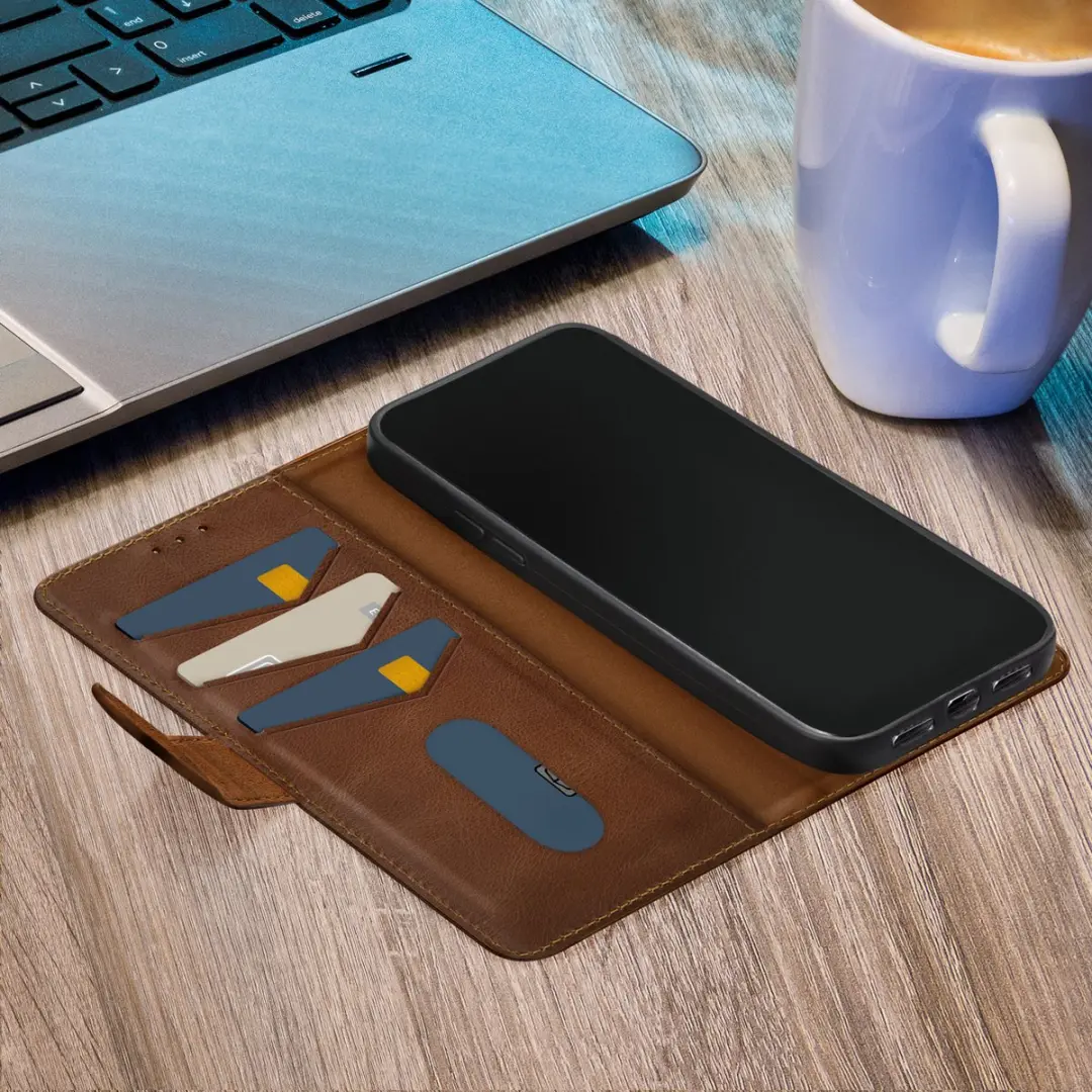 Mobilize Bookcase Hoesje Samsung Galaxy A15 - 4 Stuks - Bruin