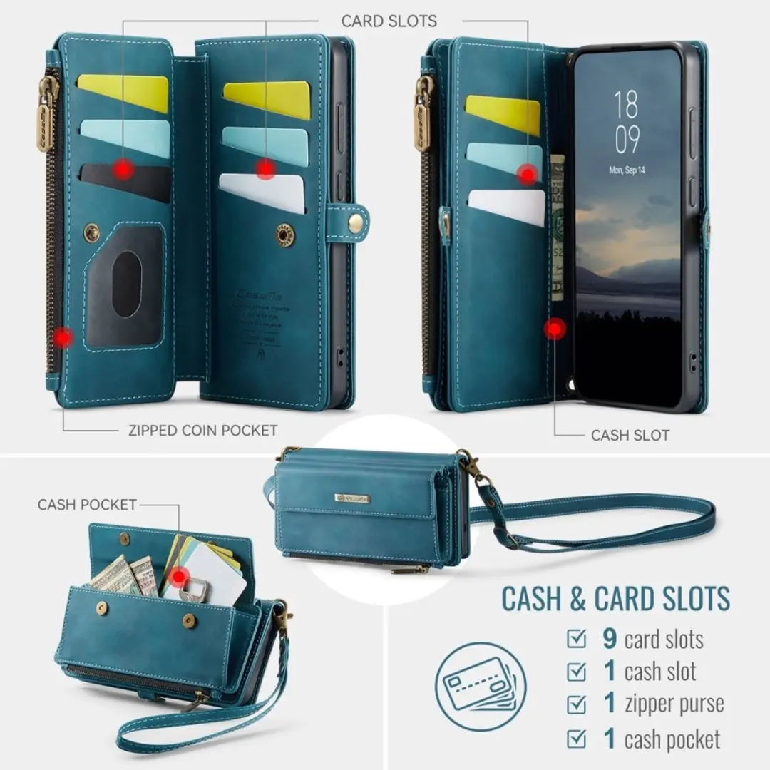 Caseme Samsung Galaxy S25 Edge Hoesje Blauw - 9 Pasjes - afbeelding 6 van 6