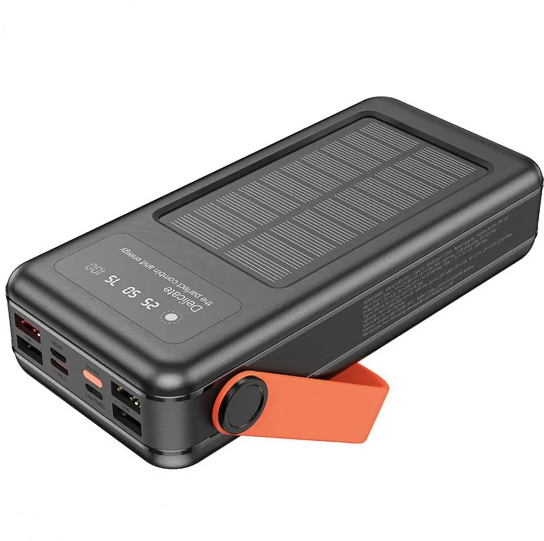 Hoco DB33 Plus Powerbank 30000mAh - 4 Kabels - Zwart