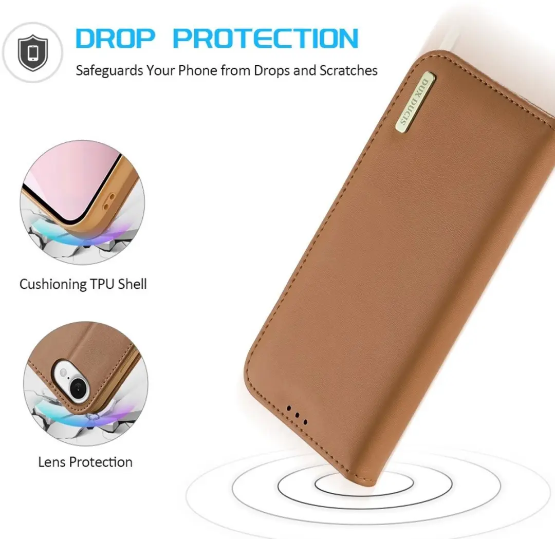 Dux Ducis Hivo Series iPhone 16E Hoesje - 3 Pasjes - Bruin - afbeelding 6 van 6
