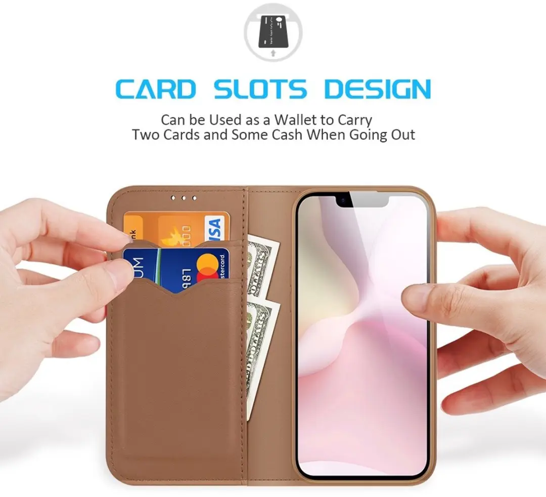 Dux Ducis Hivo Series iPhone 16E Hoesje - 3 Pasjes - Bruin