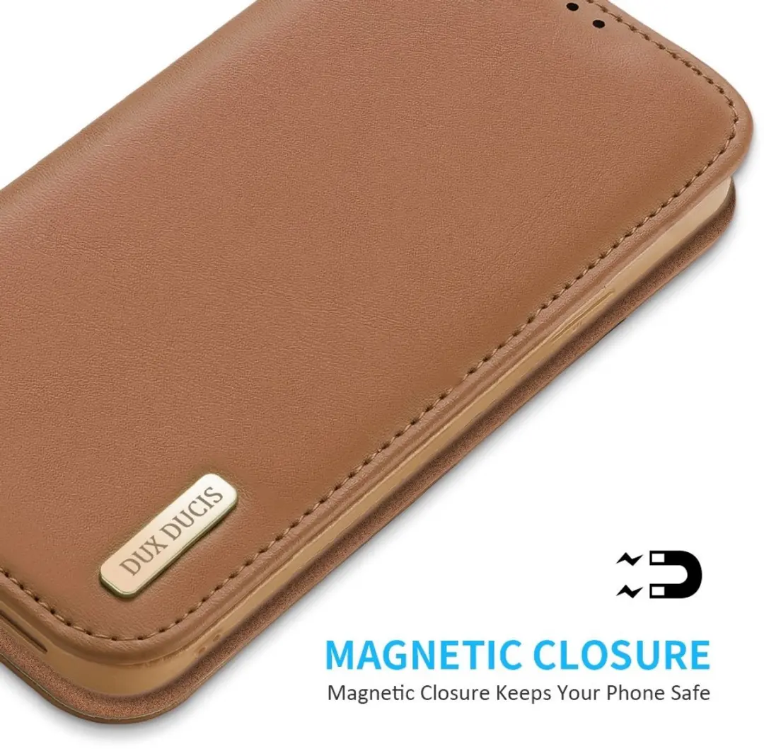 Dux Ducis Hivo Series iPhone 16E Hoesje - 3 Pasjes - Bruin