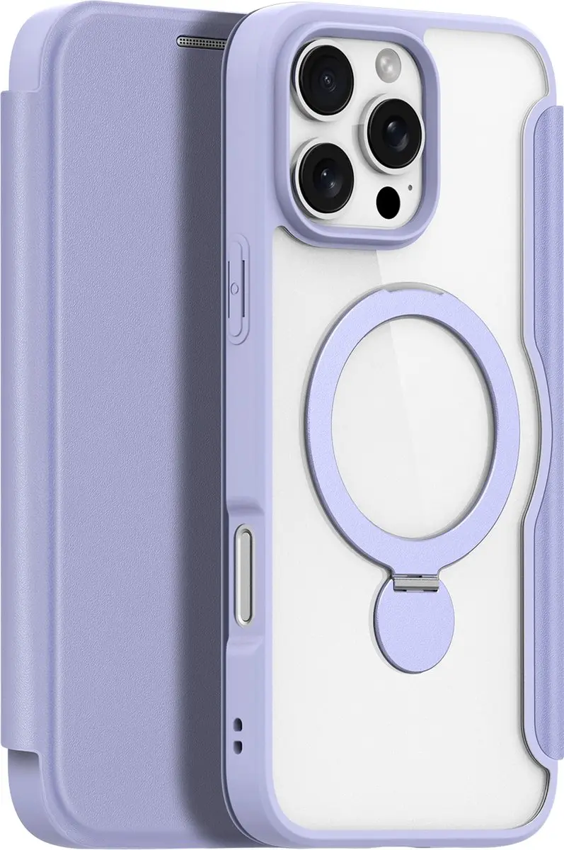 Dux Ducis iPhone 16 Pro Max Hoesje - 360° Ringstandaard - 2 Pasjes - Paars