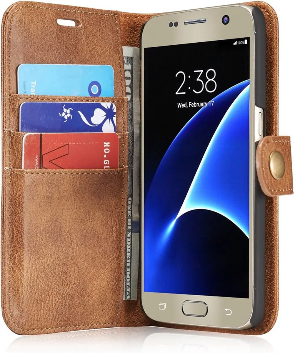 DG.Ming Samsung Galaxy S7 Leren Hoesje - 3 Pasjes - Bruin