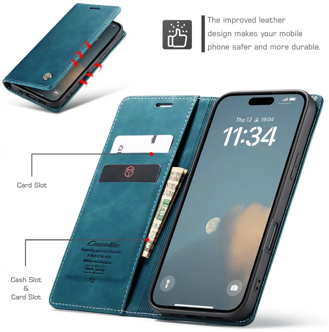 Caseme 013 Book Case iPhone 17 Hoesje - Blauw