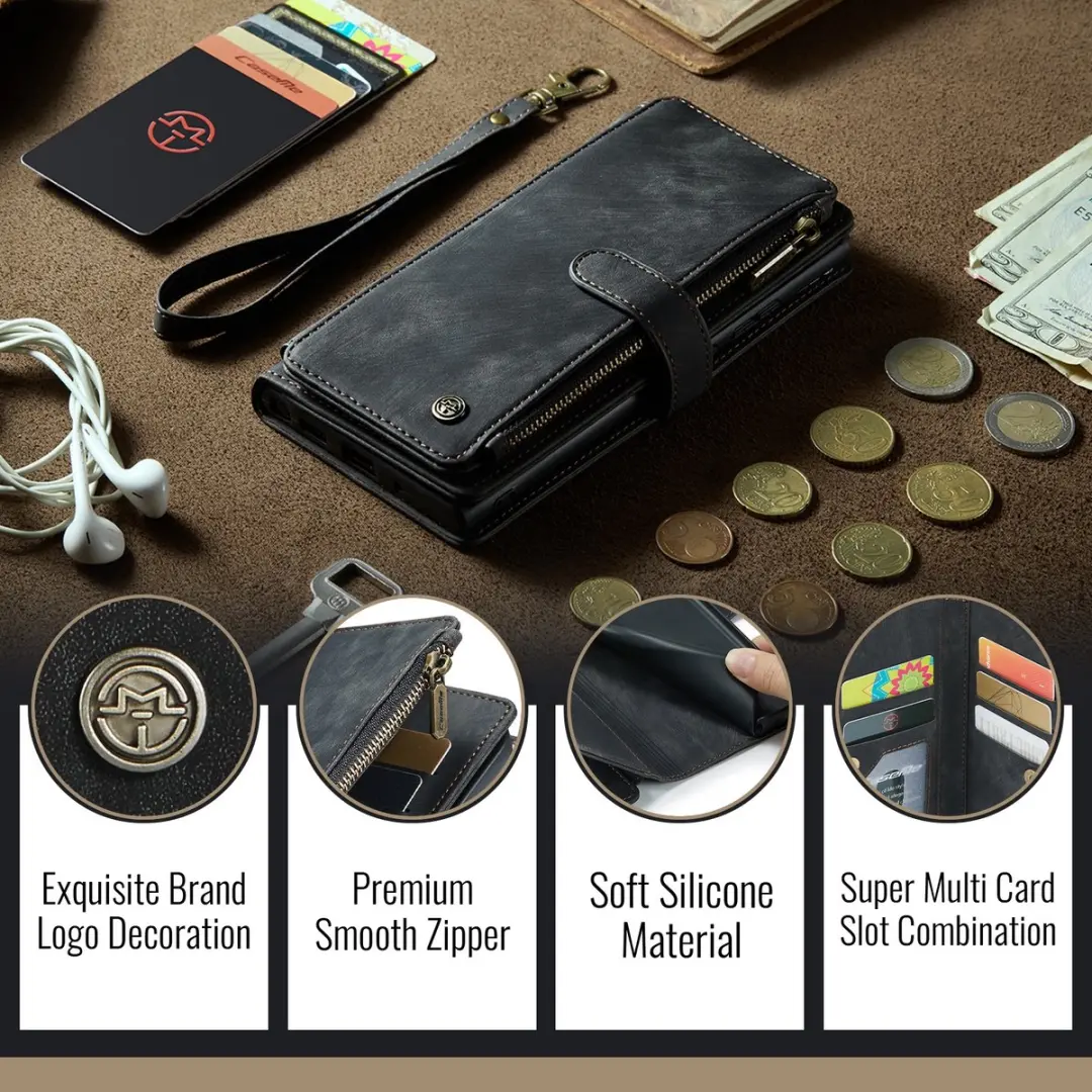 CaseMe C30 Book Case iPhone 17 Hoesje - Zwart - 10 Pasjes