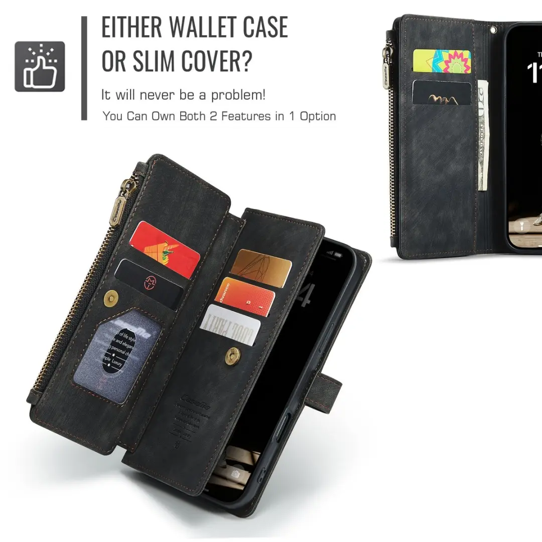 CaseMe C30 Book Case iPhone 17 Hoesje - Zwart - 10 Pasjes