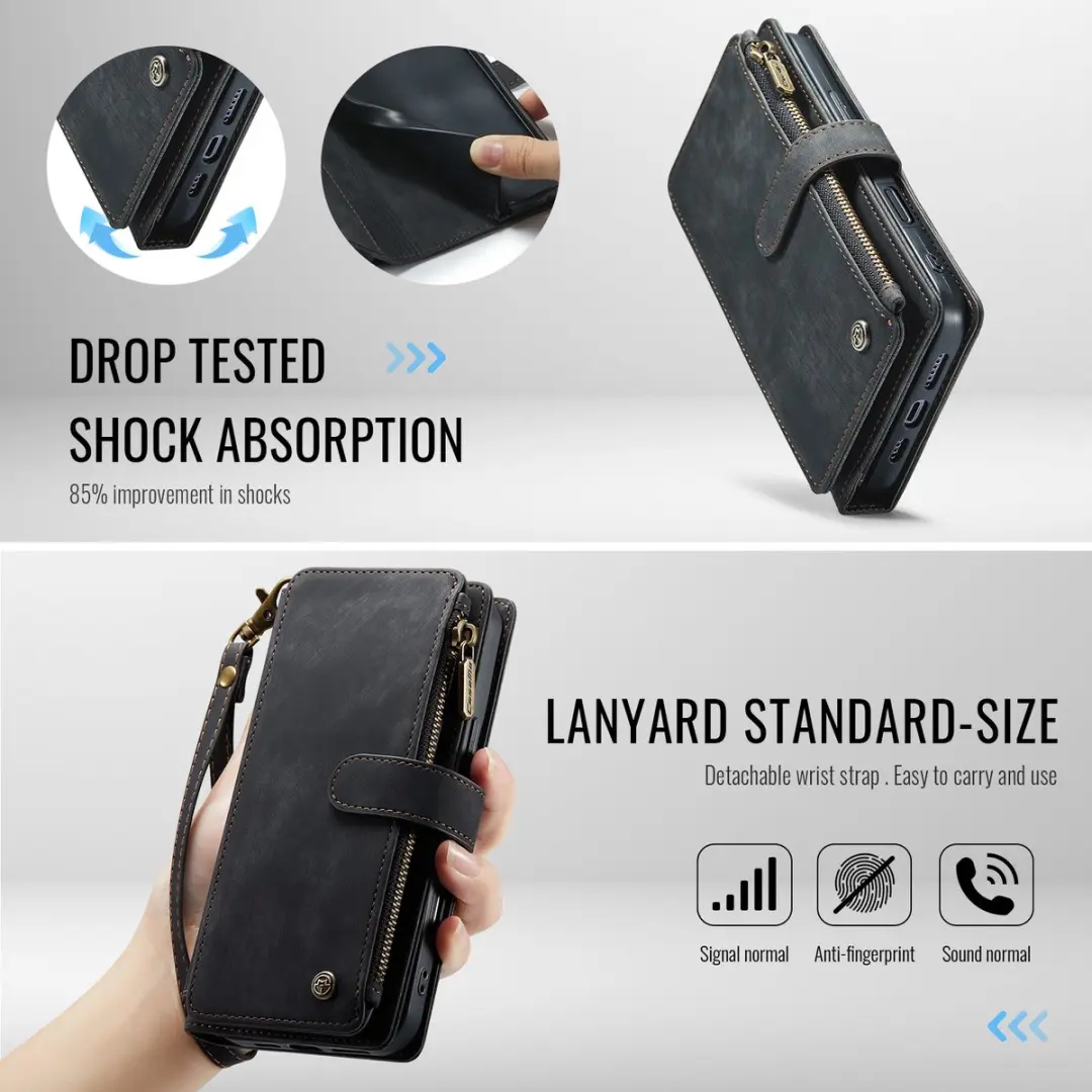 CaseMe C30 Book Case iPhone 17 Hoesje - Zwart - 10 Pasjes
