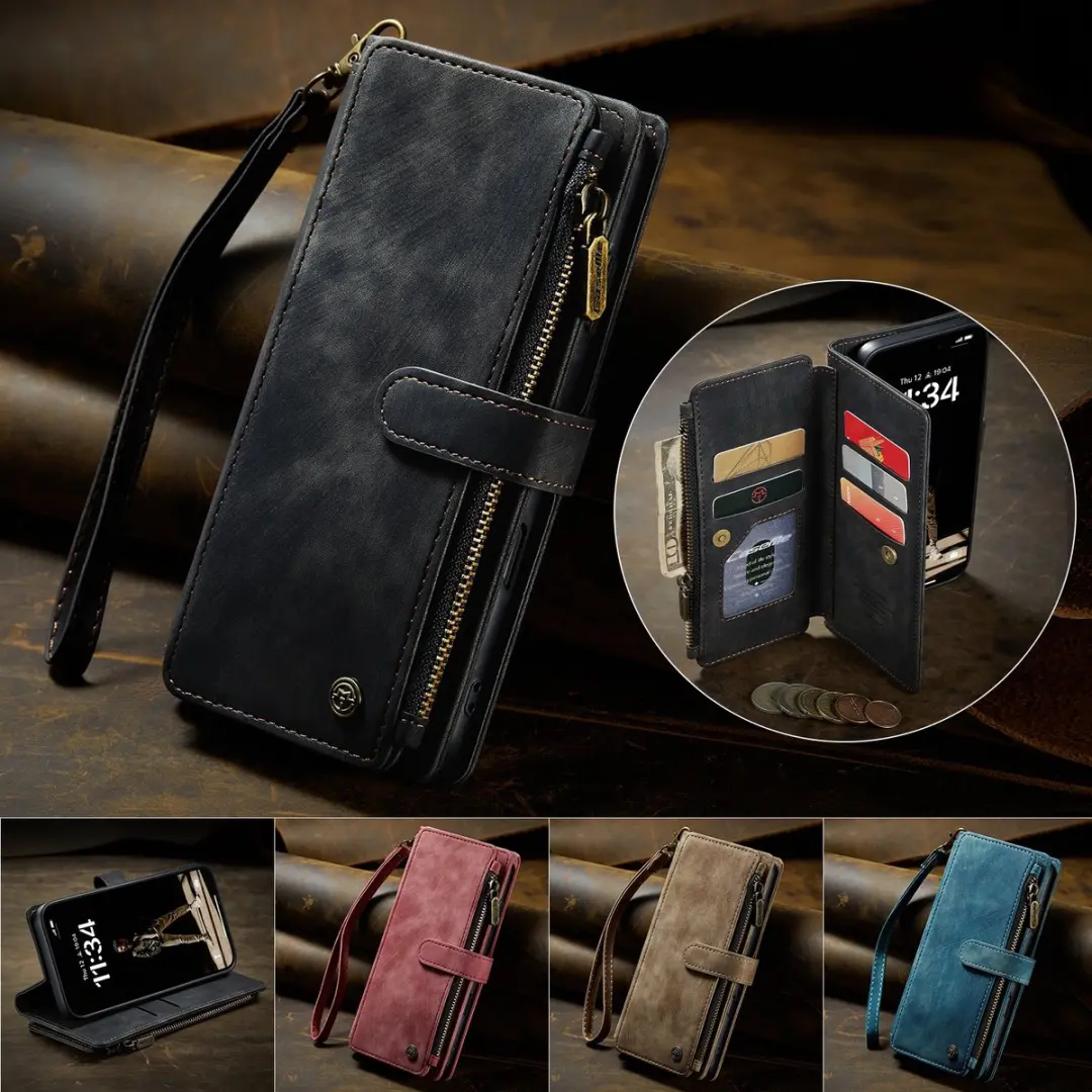 CaseMe C30 Book Case iPhone 17 Hoesje - Zwart - 10 Pasjes - afbeelding 6 van 6
