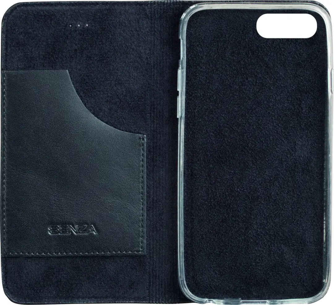 Senza Authentic Leather Booklet BKLCS1018 - iPhone 7/8 Plus - 3 Pasjes - Zwart