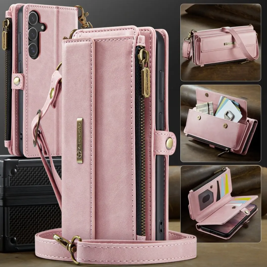 Caseme Hoesje Samsung Galaxy S25 Plus Portemonnee - 9 Pasjes - Lichtroze