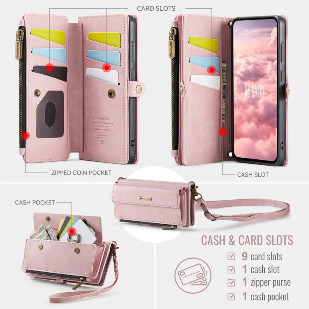 Caseme Hoesje Samsung Galaxy S25 Plus Portemonnee - 9 Pasjes - Lichtroze - afbeelding 6 van 6