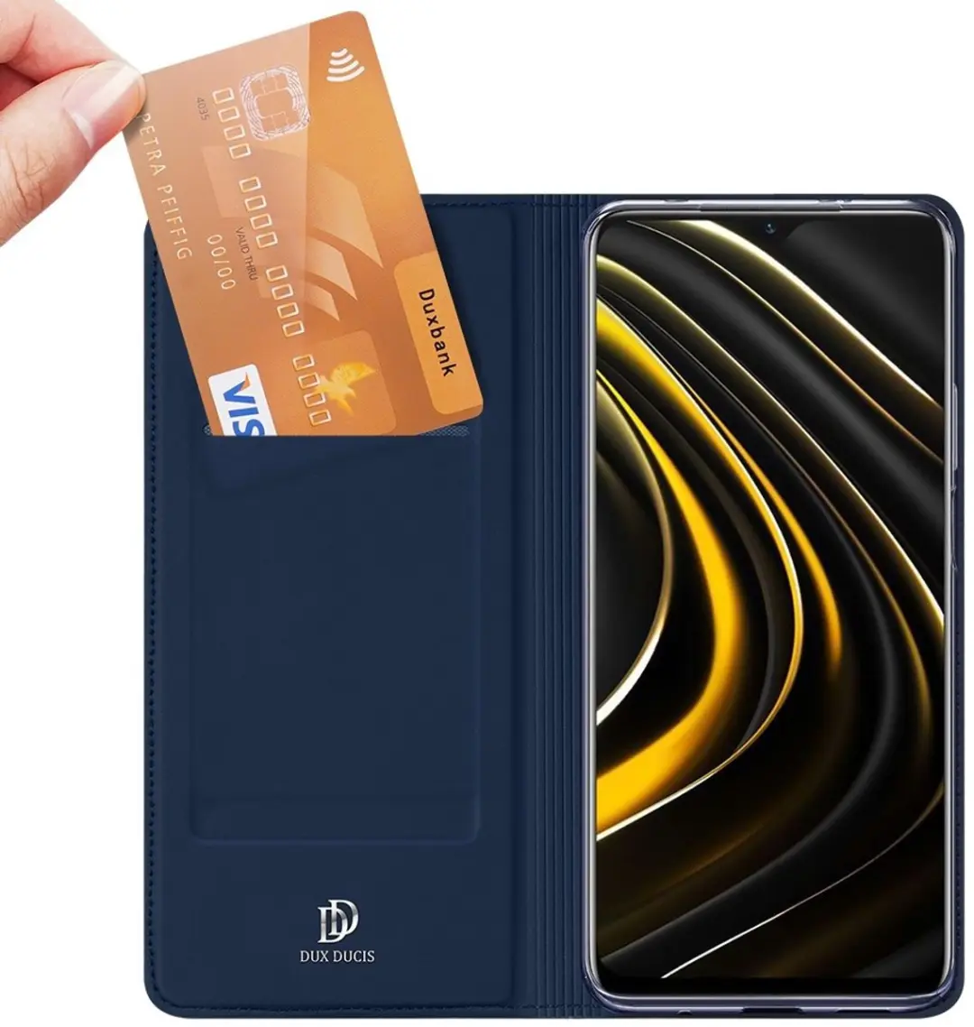 Dux Ducis Pro Serie Slim Wallethoes - Xiaomi Poco M3 - Blauw