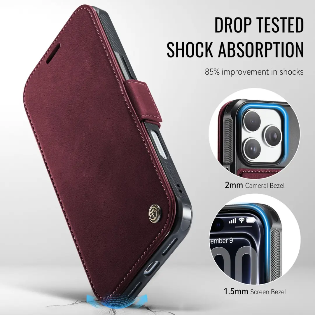 Caseme 053 Slim Book Case iPhone 17 Pro - MagSafe Rood