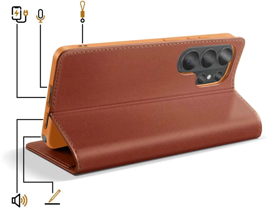 Dux Ducis Folio-IVO-BR-S26U Portemonneehoesje - Samsung Galaxy S26 Ultra - Bruin