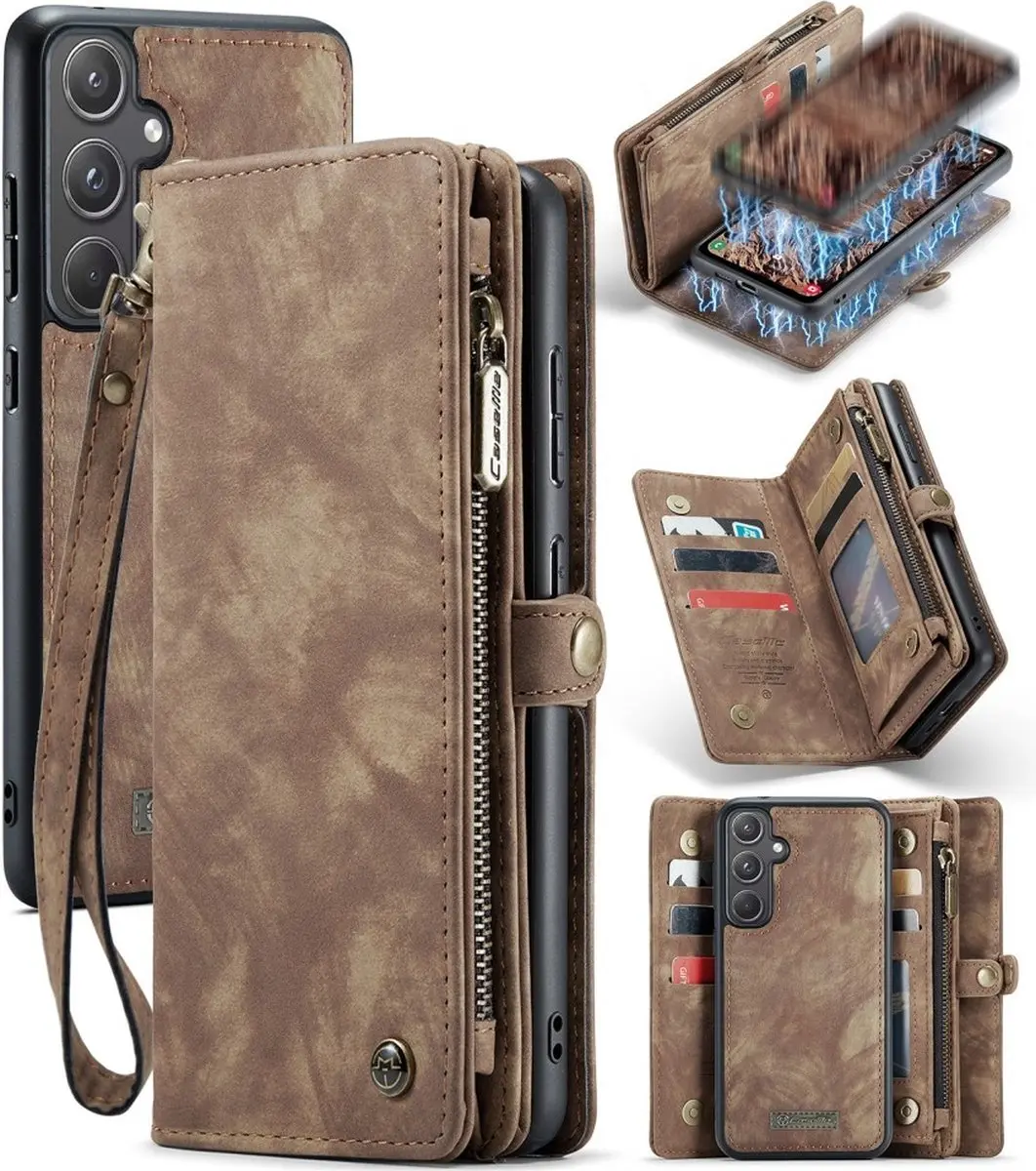 Caseme 008 Hoesje Samsung Galaxy A55 - 2-in-1 Book Case - Bruin