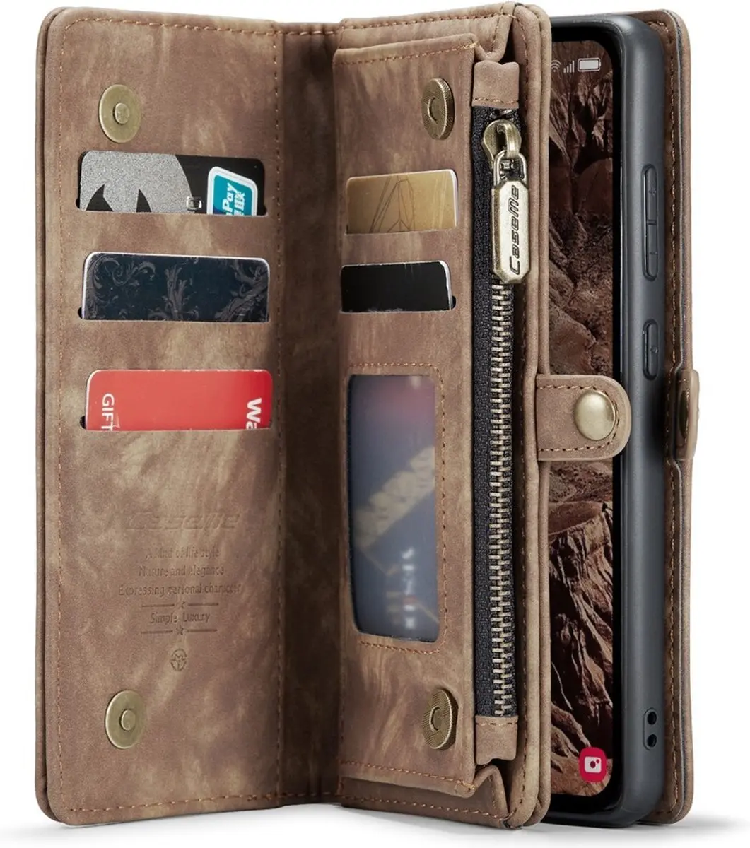 Caseme 008 Hoesje Samsung Galaxy A55 - 2-in-1 Book Case - Bruin