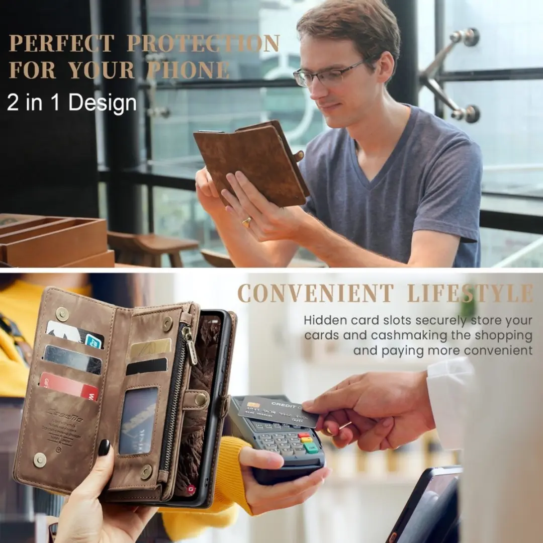 Caseme 008 Hoesje Samsung Galaxy A55 - 2-in-1 Book Case - Bruin - afbeelding 6 van 6