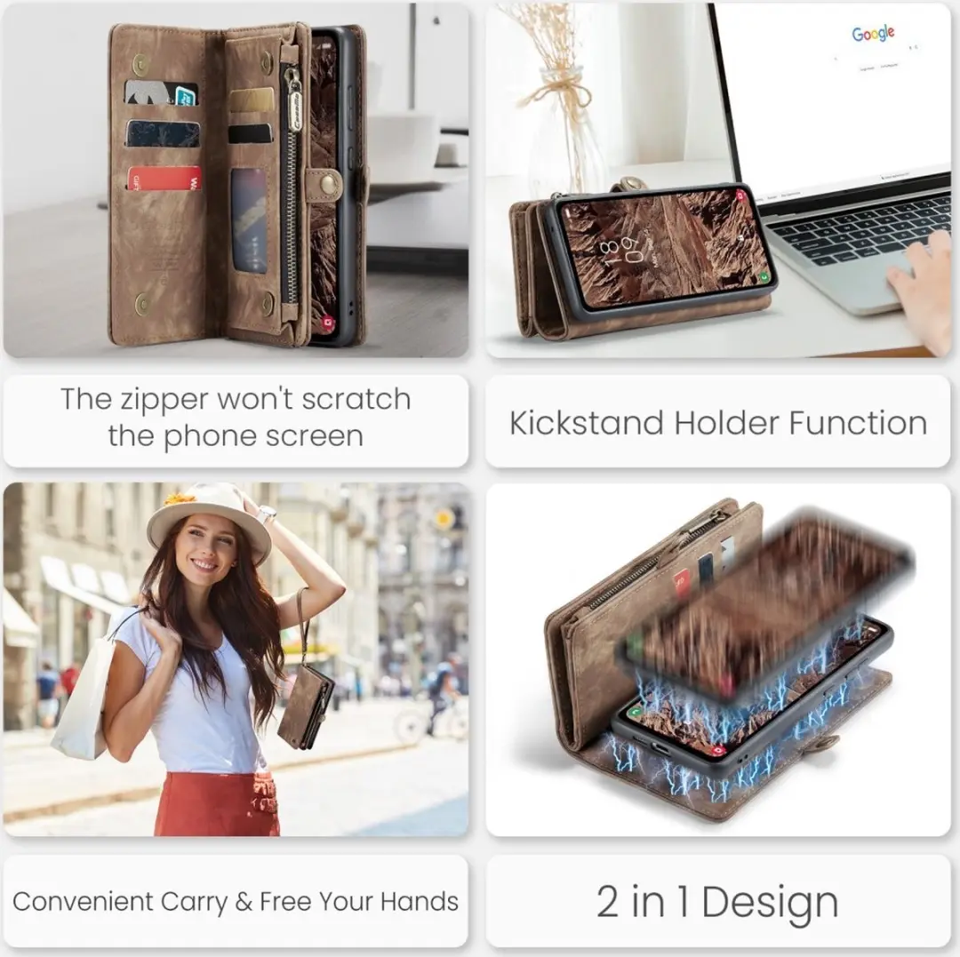 Caseme 008 Hoesje Samsung Galaxy A55 - 2-in-1 Book Case - Bruin