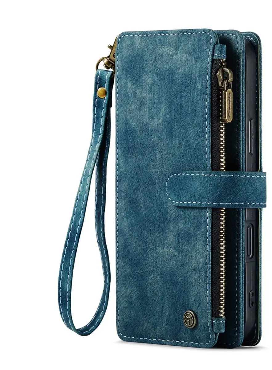 CaseMe C30 iPhone 16 Hoesje met Portemonnee - 7 Pasjes - Blauw