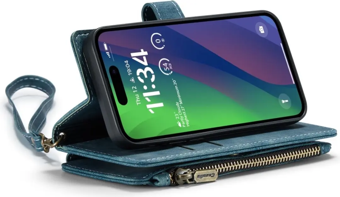 CaseMe C30 iPhone 16 Hoesje met Portemonnee - 7 Pasjes - Blauw