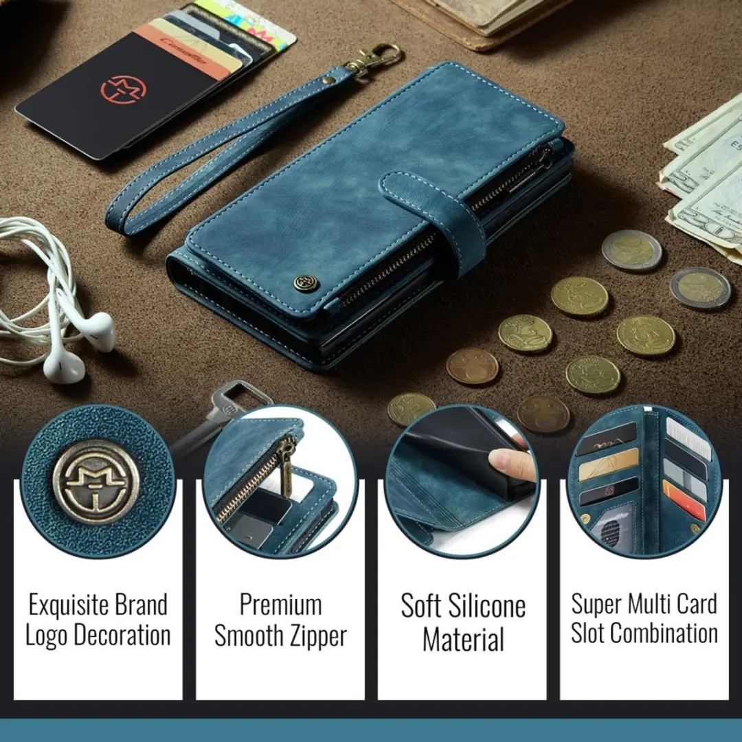Caseme C30 Book Case Hoesje Samsung Galaxy A36 - Blauw - 10 Pasjes