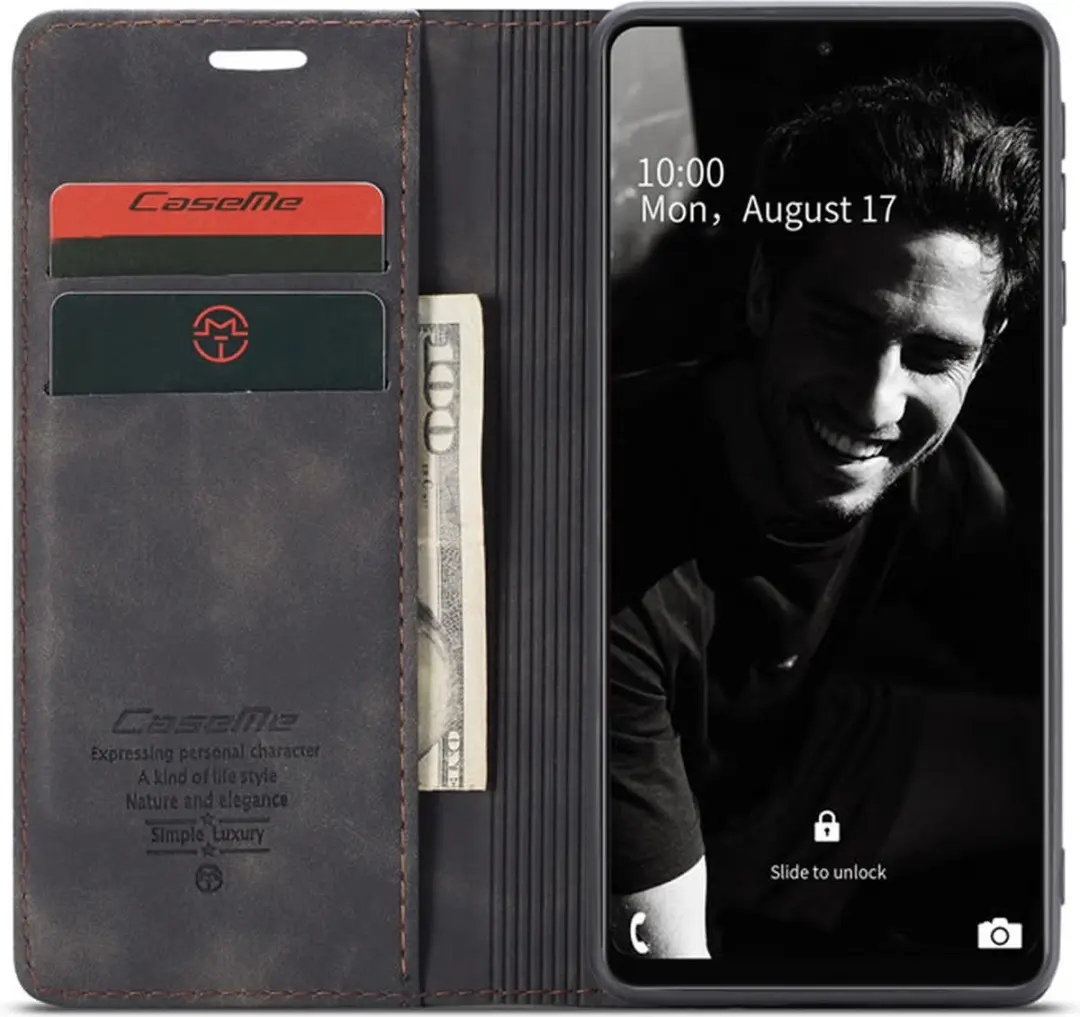 Caseme Hoesje Samsung Galaxy A72 5G Wallet Book - Zwart A726-10