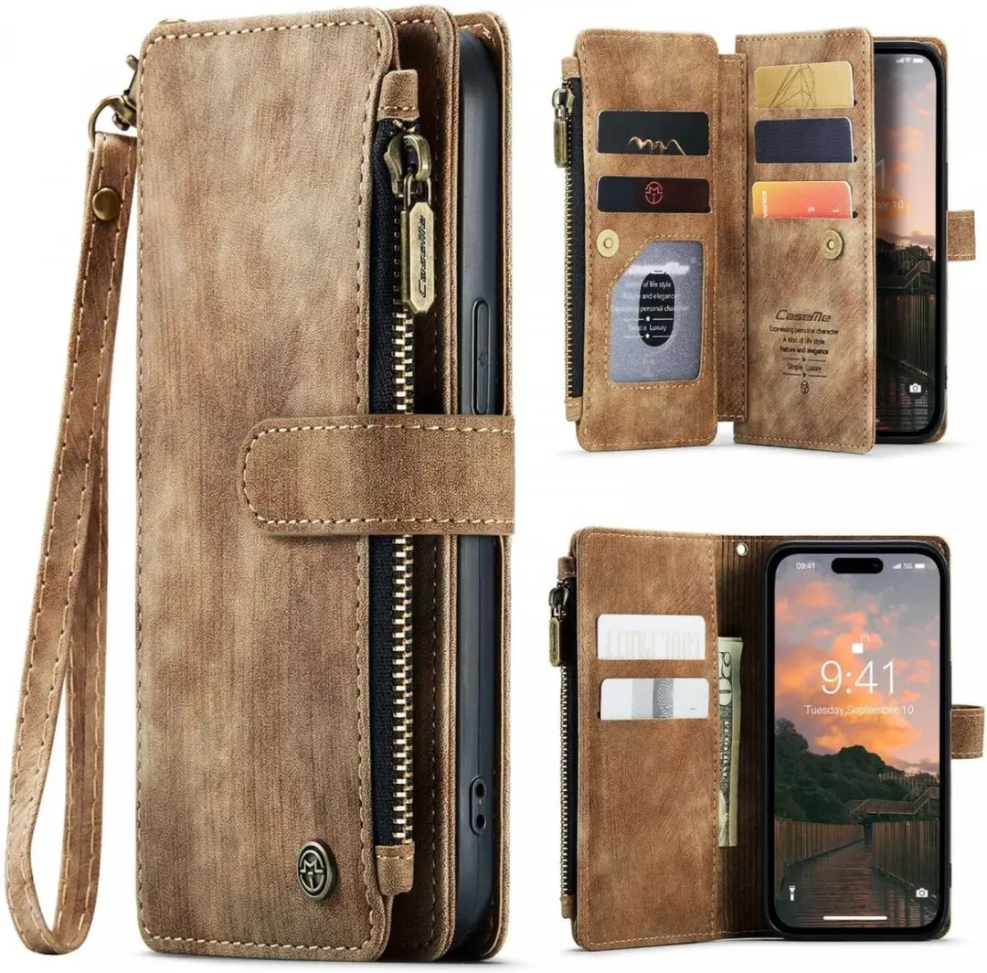 CaseMe C30 Hoesje iPhone 15 Pro Max - Bruin