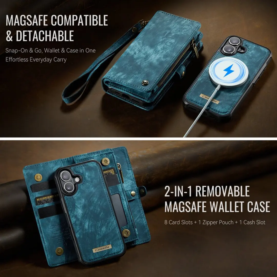 CaseMe 008 iPhone 17 Hoesje - Book Case & Portemonnee Blauw