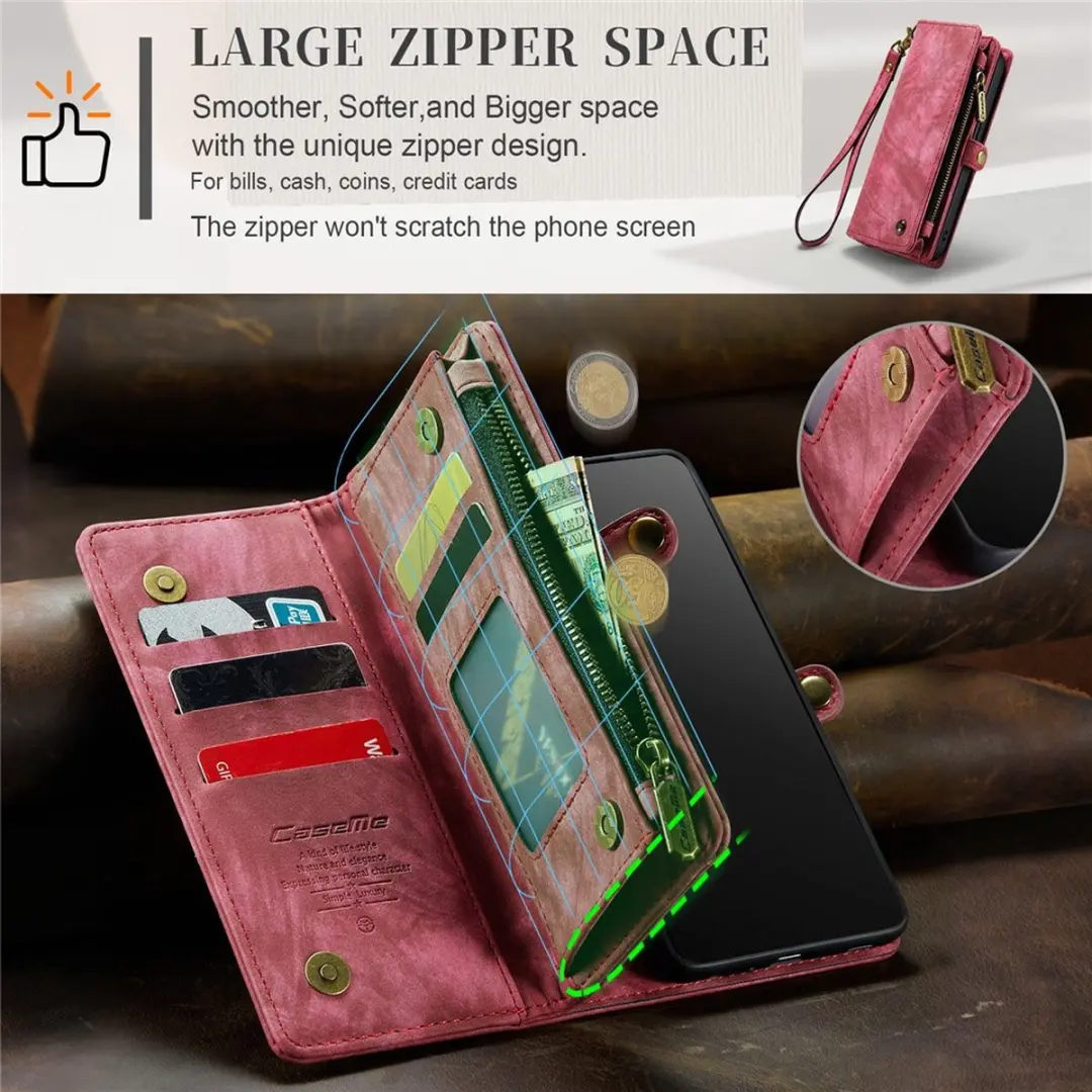 CaseMe 008 iPhone 15 Pro Hoesje - 2-in-1 Book Case & Portemonnee - Pink