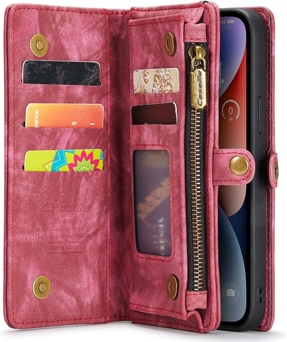 CaseMe 008 iPhone 15 Pro Hoesje - 2-in-1 Book Case & Portemonnee - Pink