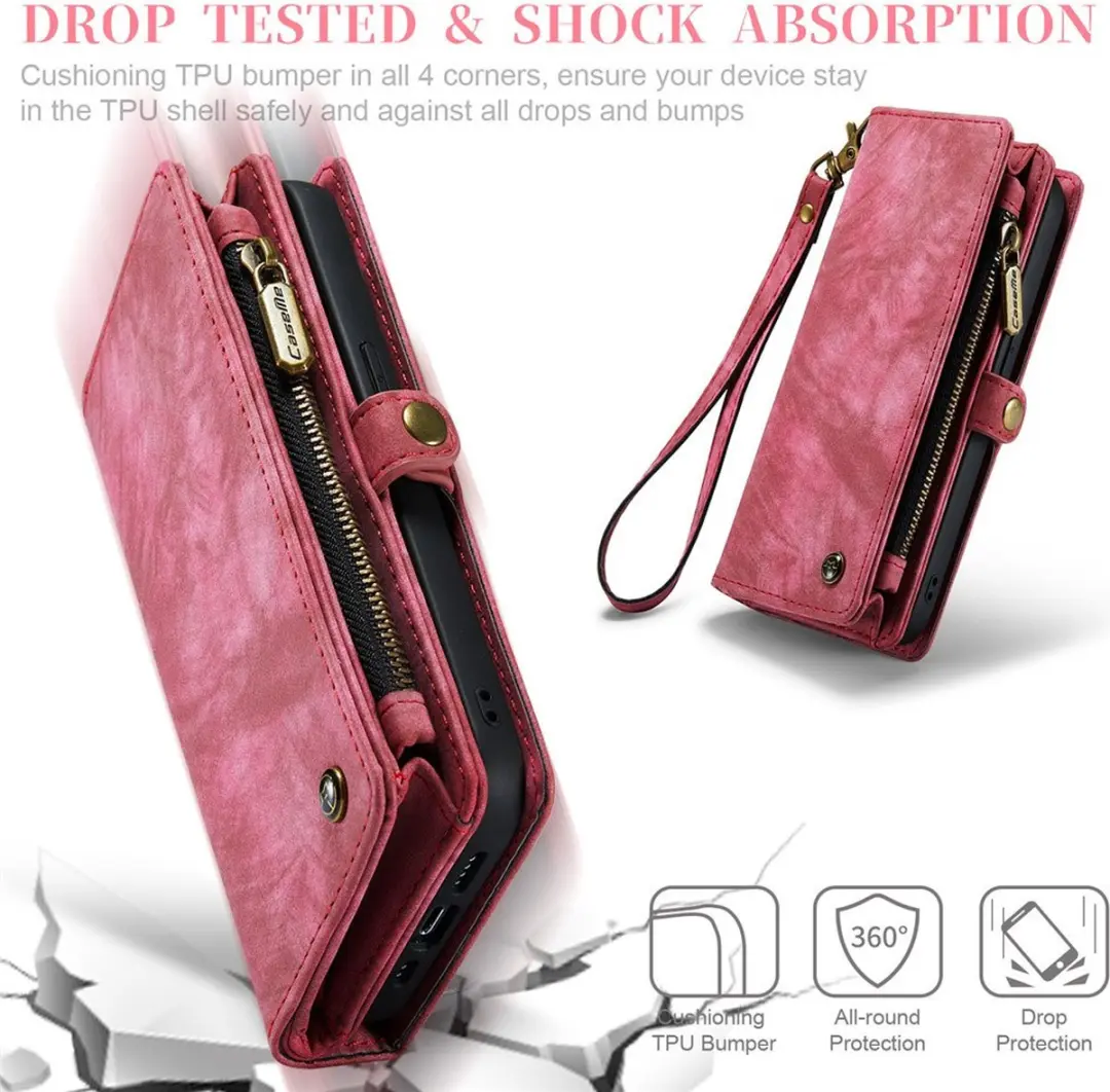 CaseMe 008 iPhone 15 Pro Hoesje - 2-in-1 Book Case & Portemonnee - Pink